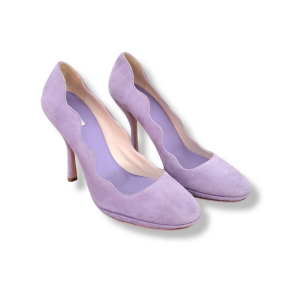 PRADA Leather Scalloped Heels in Lavander - Picture 2 of 13